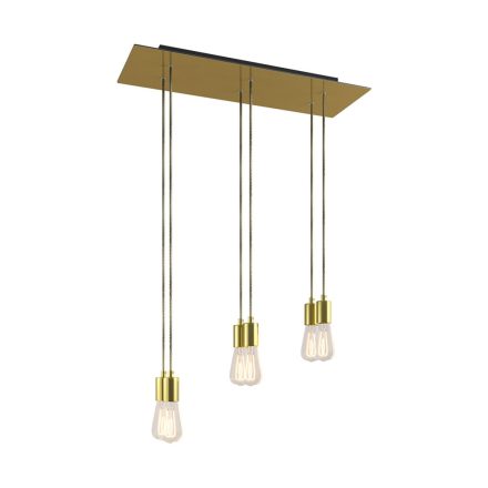 675 mm rectangular XXL Rose-One 6-light pendant lamp with fabric cable and metal coating