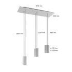 675 mm rectangular XXL Rose-One 6-light pendant lamp with fabric cable and metal Tub-E14 lampshade