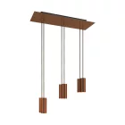 675 mm rectangular XXL Rose-One 6-light pendant lamp with fabric cable and metal Tub-E14 lampshade