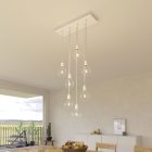 7-light pendant lamp with 675 mm rectangular XXL Rose-One, fabric cables and metal coating