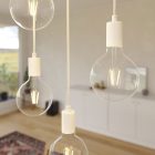 7-light pendant lamp with 675 mm rectangular XXL Rose-One, fabric cables and metal coating