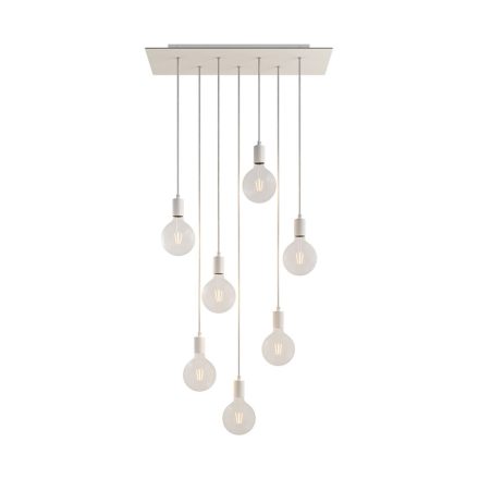  7-light pendant lamp with 675 mm rectangular XXL Rose-One lamp, fabric cable and metal surface