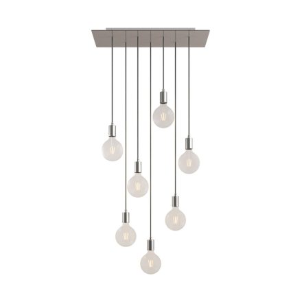 7-light pendant lamp with 675 mm rectangular XXL Rose-One, fabric cables and metal coating