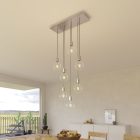 7-light pendant lamp with 675 mm rectangular XXL Rose-One, fabric cables and metal coating
