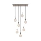 7-light pendant lamp with 675 mm rectangular XXL Rose-One, fabric cables and metal coating