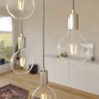 7-light pendant lamp with 675 mm rectangular XXL Rose-One, fabric cables and metal coating