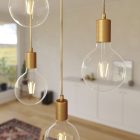 7-light pendant lamp with 675 mm rectangular XXL Rose-One, fabric cables and metal coating