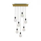 7-light pendant lamp with 675 mm rectangular XXL Rose-One, fabric cables and metal coating