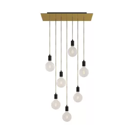   7-light pendant lamp with 675 mm rectangular XXL Rose-One, fabric cables and metal coating