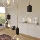 7-light pendant lamp with 675 mm rectangular XXL Rose-One, fabric cables and metal coating