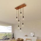 7-light pendant lamp with 675 mm rectangular XXL Rose-One, fabric cables and metal coating