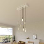 8-light pendant lamp with 675 mm rectangular XXL Rose-One, fabric cable and metal coating