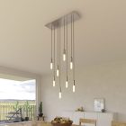 8-light pendant lamp with 675 mm rectangular XXL Rose-One, fabric cable and metal coating