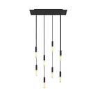 8-light pendant lamp with 675 mm rectangular XXL Rose-One, fabric cable and metal coating