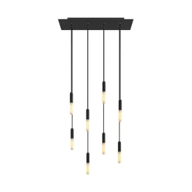   8-light pendant lamp with 675 mm rectangular XXL Rose-One, fabric cable and metal coating