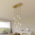 8-light pendant lamp with 675 mm rectangular XXL Rose-One, fabric cable and metal coating