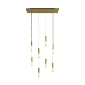  8-light pendant lamp with 675 mm rectangular XXL Rose-One, fabric cable and metal coating