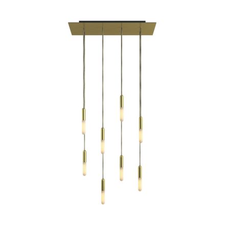 8-light pendant lamp with 675 mm rectangular XXL Rose-One, fabric cable and metal coating