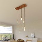 8-light pendant lamp with 675 mm rectangular XXL Rose-One, fabric cable and metal coating