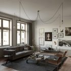 Spider - 5-light pendant lamp Made in Italy, with bulbs, fabric cables and metal cover