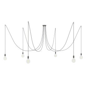   Spider - Pendant lamp with 6 pendants Made in Italy, with bulbs, fabric cables and metal finishes