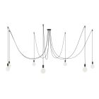 Spider - Pendant lamp with 7 pendants Made in Italy, with bulbs, fabric cables and metal finishes