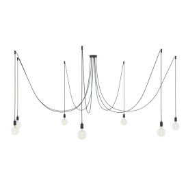   Spider - Pendant lamp with 7 pendants Made in Italy, with bulbs, fabric cables and metal finishes