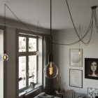Spider - Pendant lamp with 7 pendants Made in Italy, with bulbs, fabric cables and metal finishes