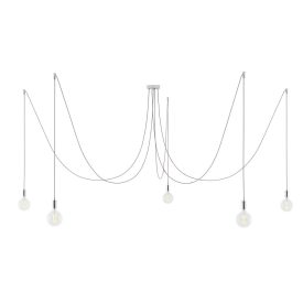   Spider - 5-light pendant lamp Made in Italy, with bulbs, fabric cables and metal cover
