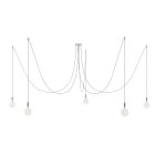 Spider - 5-light pendant lamp Made in Italy, with bulbs, fabric cables and metal cover