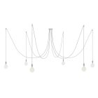 Spider - Pendant lamp with 6 pendants Made in Italy, with bulbs, fabric cables and metal finishes