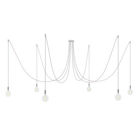   Spider - Pendant lamp with 6 pendants Made in Italy, with bulbs, fabric cables and metal finishes