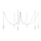 Spider - Pendant lamp with 7 pendants Made in Italy, with bulbs, fabric cables and metal finishes
