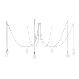   Spider - Pendant lamp with 7 pendants Made in Italy, with bulbs, fabric cables and metal finishes