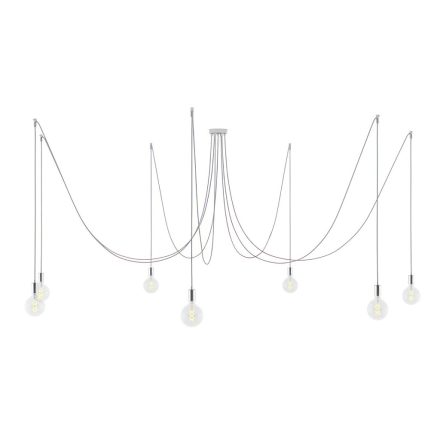 Spider - Pendant lamp with 7 pendants Made in Italy, with bulbs, fabric cables and metal finishes