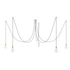 Spider - 5-light pendant lamp Made in Italy, with bulbs, fabric cables and metal cover