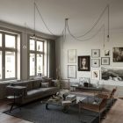 Spider - 5-light pendant lamp Made in Italy, with bulbs, fabric cables and metal cover