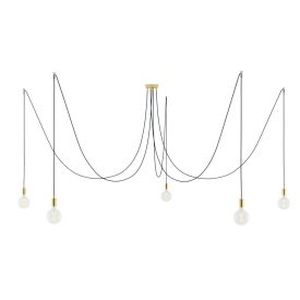   Spider - 5-light pendant lamp Made in Italy, with bulbs, fabric cables and metal cover