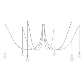   Spider - Pendant lamp with 6 pendants Made in Italy, with bulbs, fabric cables and metal finishes