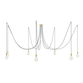   Spider - Pendant lamp with 7 pendants Made in Italy, with bulbs, fabric cables and metal finishes