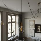 Spider - Pendant lamp with 7 pendants Made in Italy, with bulbs, fabric cables and metal finishes