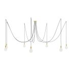 Spider - Pendant lamp with 7 pendants Made in Italy, with bulbs, fabric cables and metal finishes