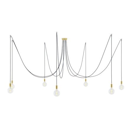 Spider - Pendant lamp with 7 pendants Made in Italy, with bulbs, fabric cables and metal finishes