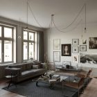 Spider - 5-light pendant lamp Made in Italy, with bulbs, fabric cables and metal cover