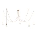 Spider - 5-light pendant lamp Made in Italy, with bulbs, fabric cables and metal cover