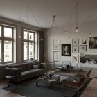 Spider - Pendant lamp with 6 pendants Made in Italy, with bulbs, fabric cables and metal finishes