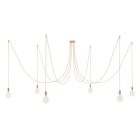 Spider - Pendant lamp with 6 pendants Made in Italy, with bulbs, fabric cables and metal finishes