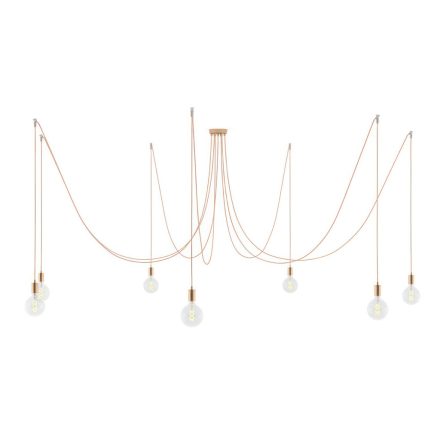 Spider - Pendant lamp with 7 pendants Made in Italy, with bulbs, fabric cables and metal finishes
