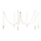 Spider - Pendant lamp with 7 pendants Made in Italy, with bulbs, fabric cables and metal finishes