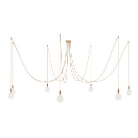   Spider - Pendant lamp with 7 pendants Made in Italy, with bulbs, fabric cables and metal finishes